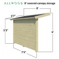 8 ft. covered Canopy roof storage  + $85.00 