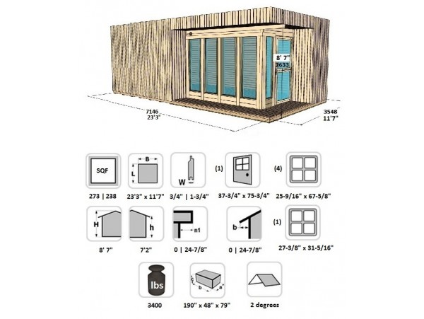 Allwood Arlanda XXL | 273 SQF cabin kit - SHIPPING COSTS APPLY- Financing Available