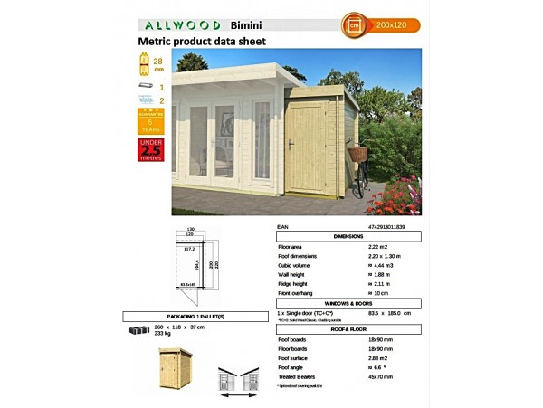 Allwood Bimini | storage extension - FREE SHIPPING w/ CABIN KIT-  ALSO: Allwood Bimini XL (larger version)
