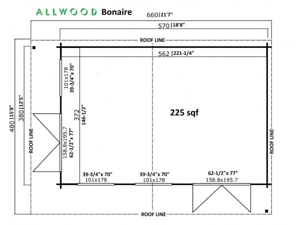 Allwood Bonaire | 225 SQF  Cabin Kit - SHIPPING COSTS APPLY- Financing available