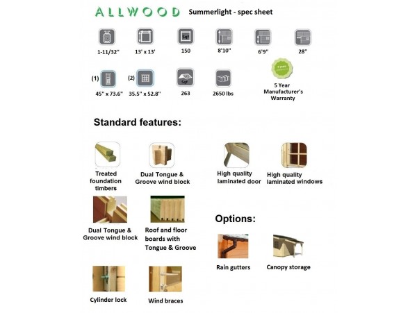 Allwood Summerlight | 150 SQF  kit cabin - SHIPPING COSTS APPLY- Financing Now Available