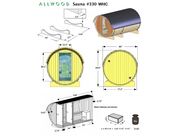 Allwood Barrel Sauna #330 WHC - SHIPPING COSTS APPLY - Financing Now Available