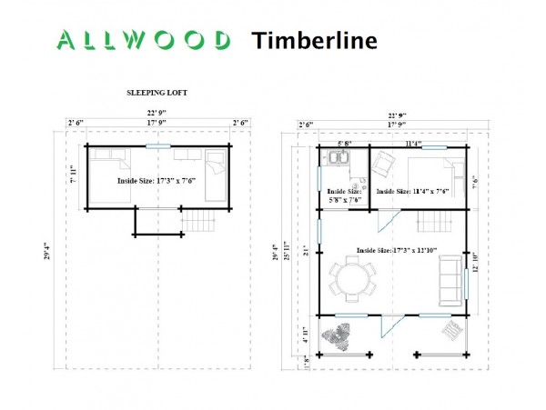 Allwood Timberline | 483 SQF cabin kit - SHIPPING COSTS APPLY-  Financing Available
