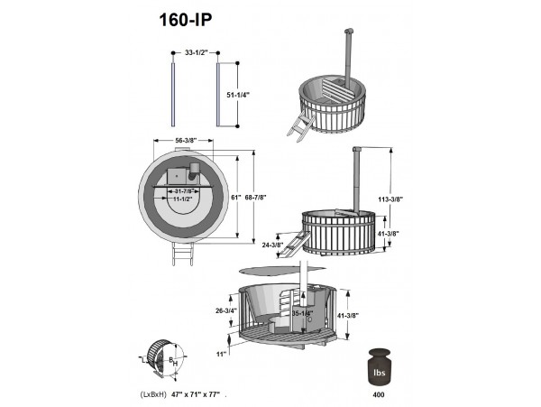 Allwood Wood Fired hot tub #160-IP - FREE SHIPPING